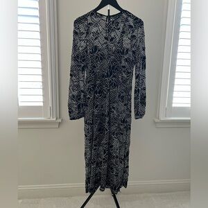 Zara Black and White Long Sleeve Lace Dress